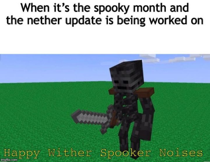 "When it's the spooky month and the nether update is being worked on: Happy Wither Spooker Noises."