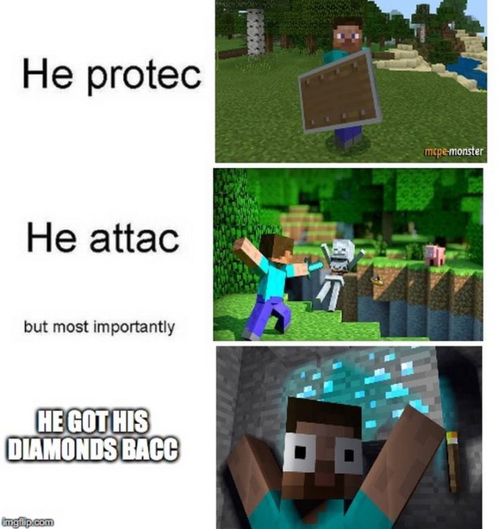 "He protec. He attac. But most importantly he got his diamonds bacc."