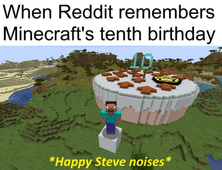 "When Reddit remembers Minecraft's tenth birthday: *Happy Steve noises*"