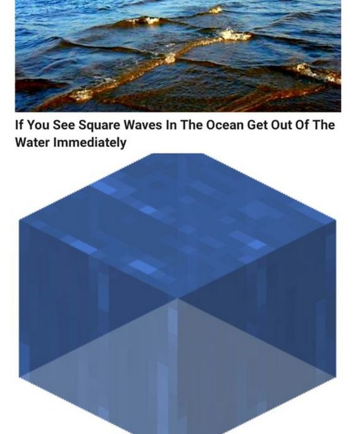 "If you see square waves in the ocean get out of the water immediately."