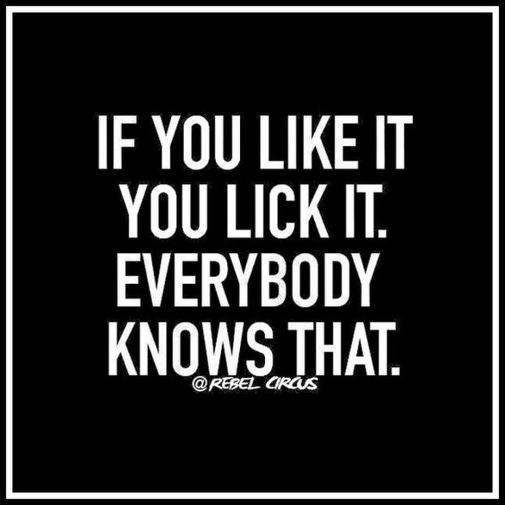"If you like it you lick it. Everybody knows that."