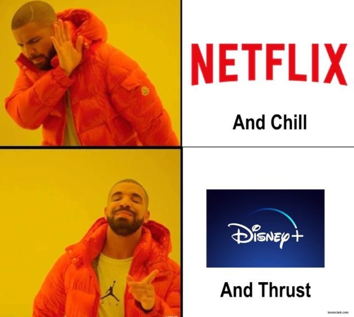 "Netflix and chill. Disney+ and thrust."