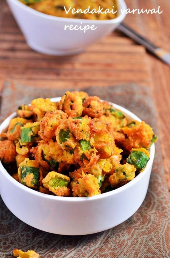 35 Indian Appetizer Recipes - Vendakai Varuval (Okra Fritters).