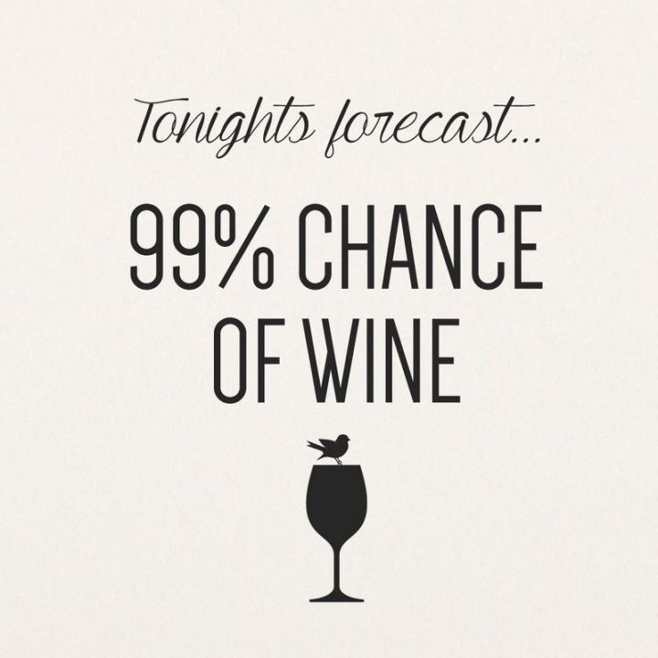 47 Friday Quotes - "Tonight’s forecast, 99% chance of wine." - Anonymous