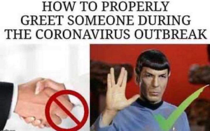 "How to properly greet someone during the coronavirus outbreak." 