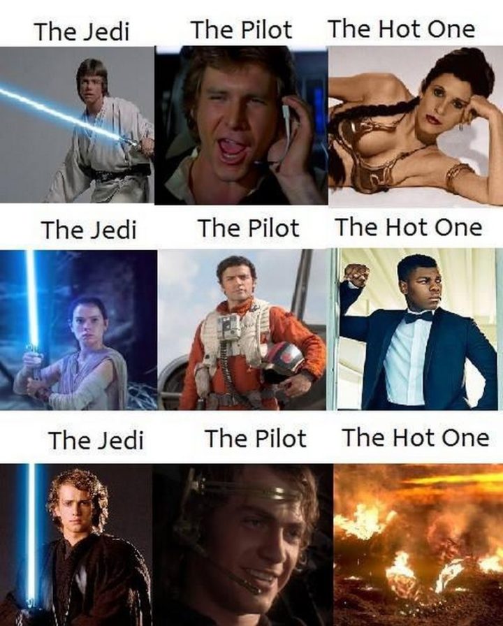 "The Jedi. The pilot. The hot one."