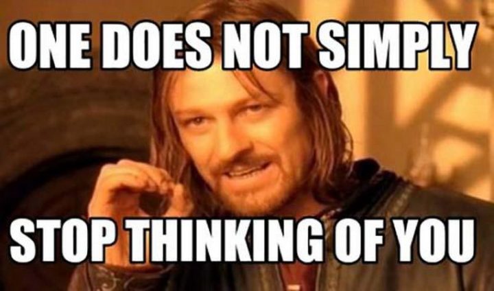 "One does not simply stop thinking of you."