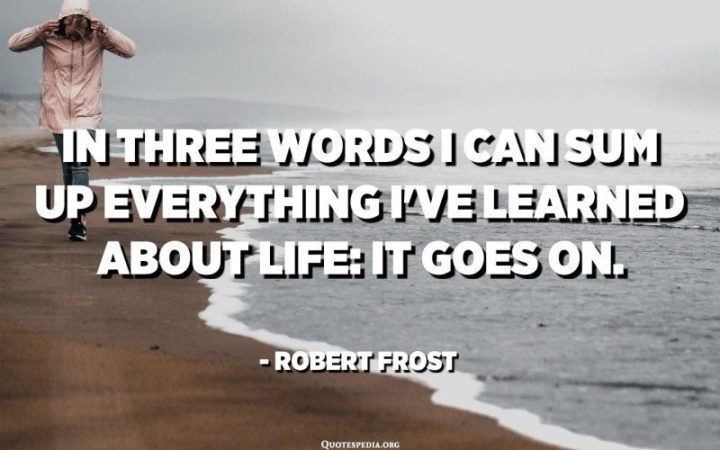 "In three words I can sum up everything I've learned about life: it goes on." - Robert Frost