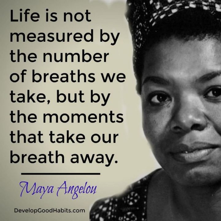 "Life is not measured by the number of breaths we take, but by the moments that take our breath away." - Maya Angelou