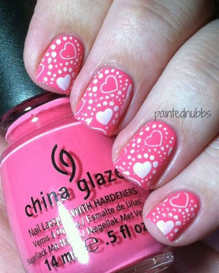 This pink Valentine's Day mani is super cute.