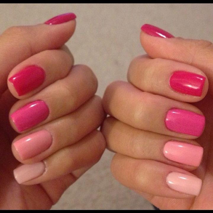 Having fun with a pink ombré manicure.