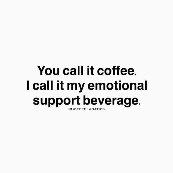 "You call it coffee. I call it my emotional support beverage."