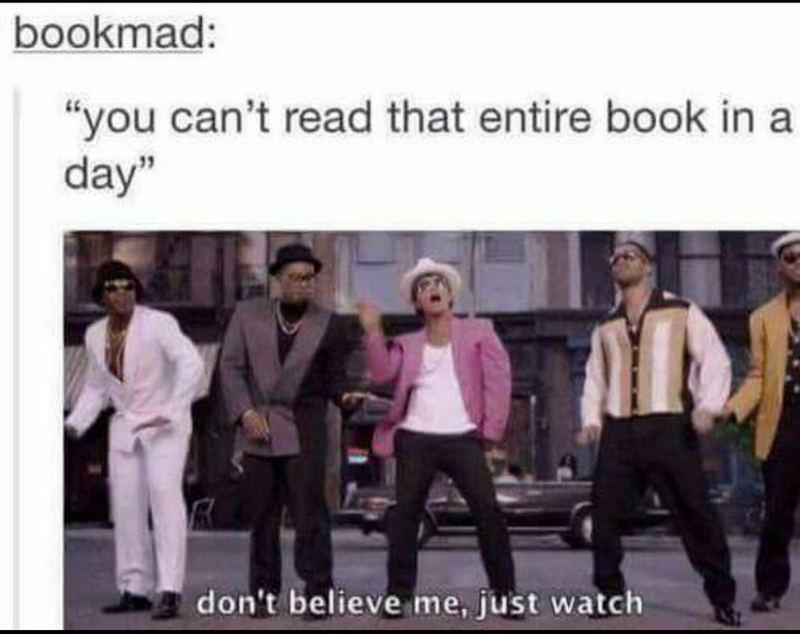 73 Funny Reading Memes - "You can't read that entire book in a day. Don't believe me, just watch."