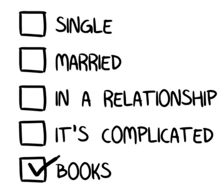 "Single. Married. In a relationship. It's complicated. Books."
