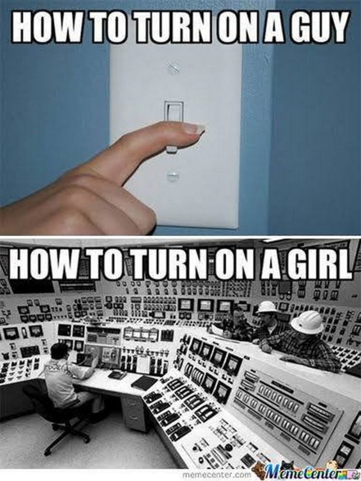 "How to turn on a guy vs how to turn on a girl."
