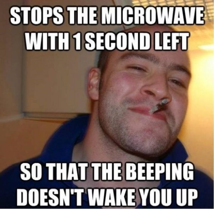 "Stops the microwave with 1 second left so that the beeping doesn't wake you up."