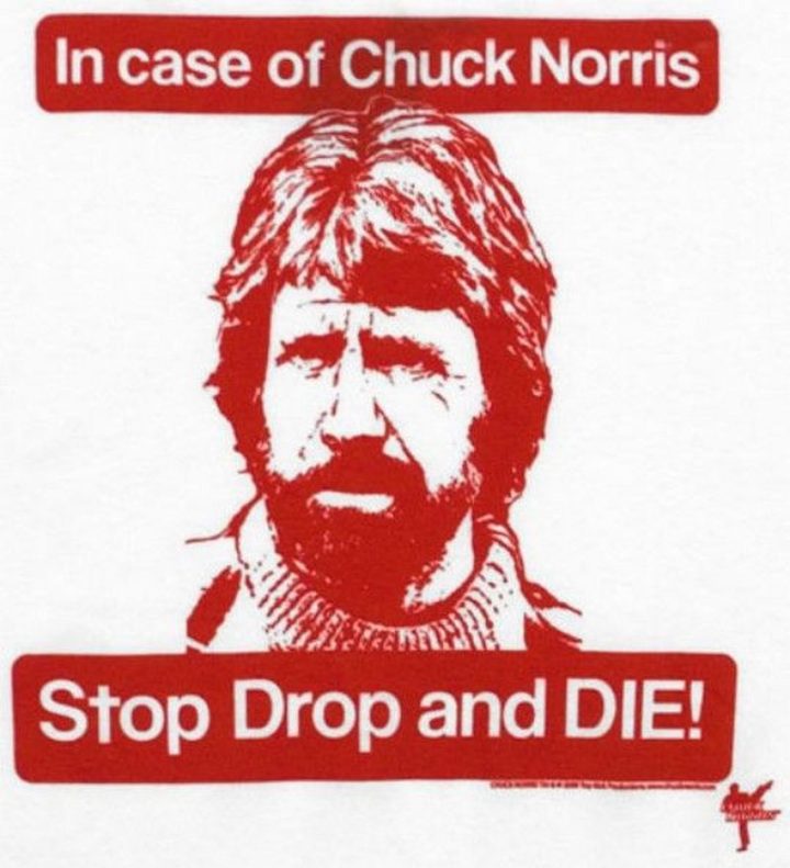 "In case of Chuck Norris, stop, drop, and die!"