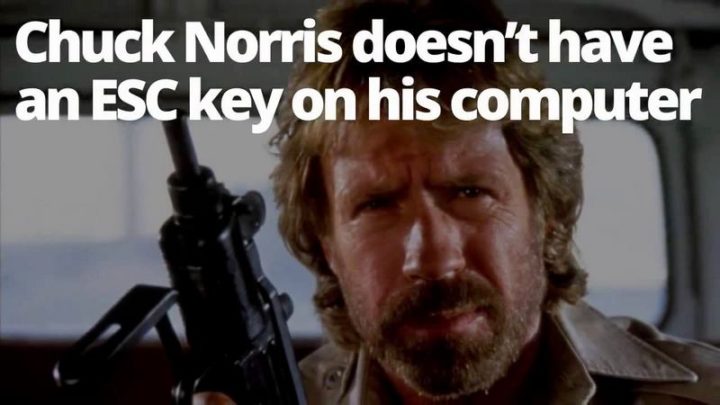 "Chuck Norris doesn't have an 'ESC' key on his computer."