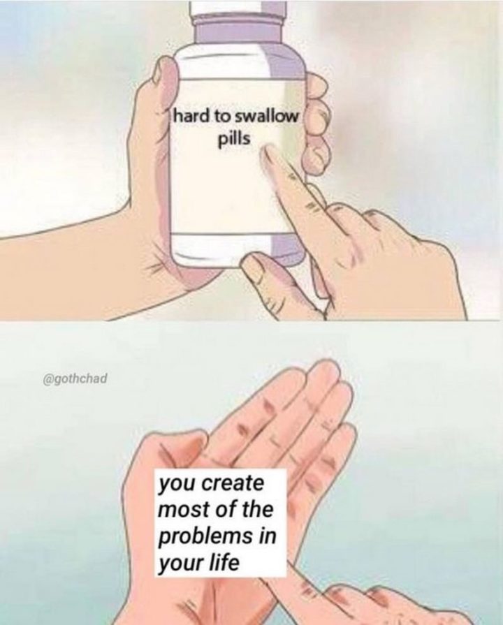 61 "Hard to Swallow Pills" Memes - "You create most of the problems in your life."
