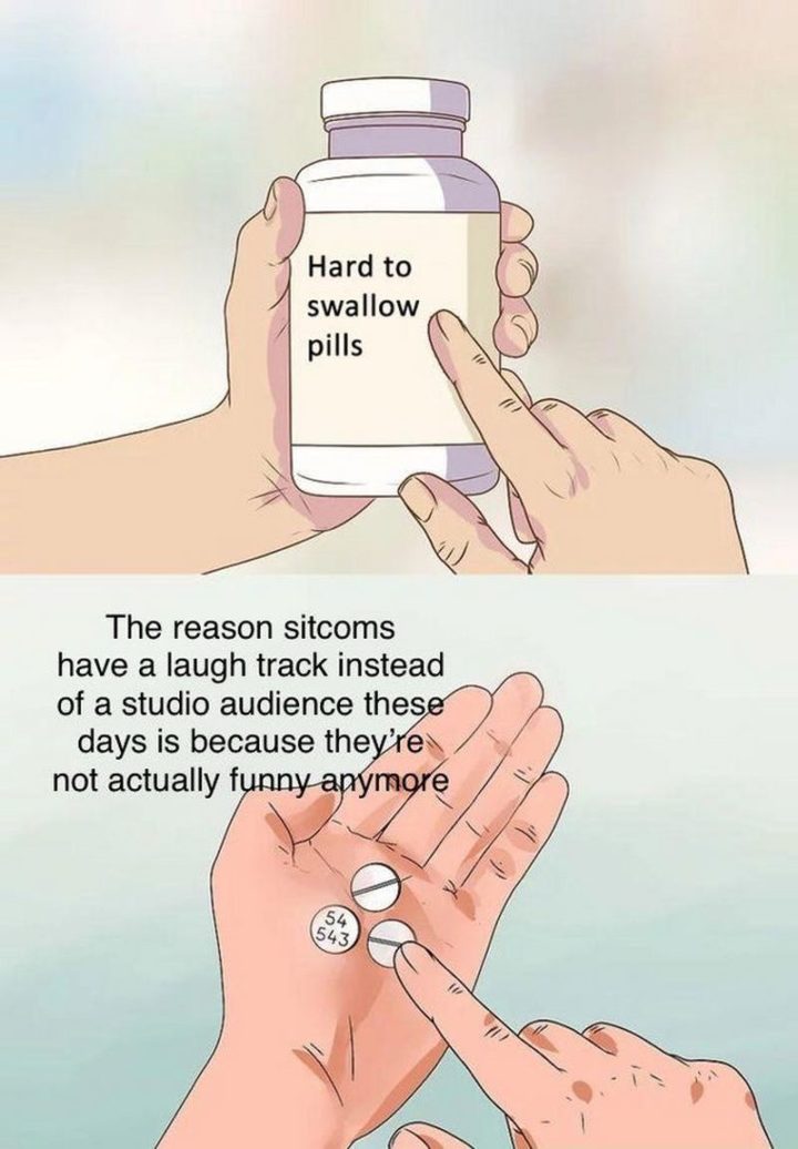"The reason sitcoms have a laugh track instead of a studio audience these days is because they're not actually funny anymore."