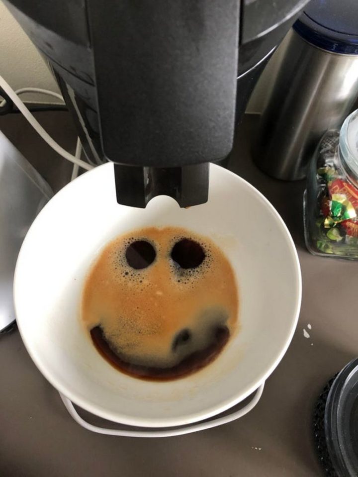 "This is how my coffee machine greeted me today."