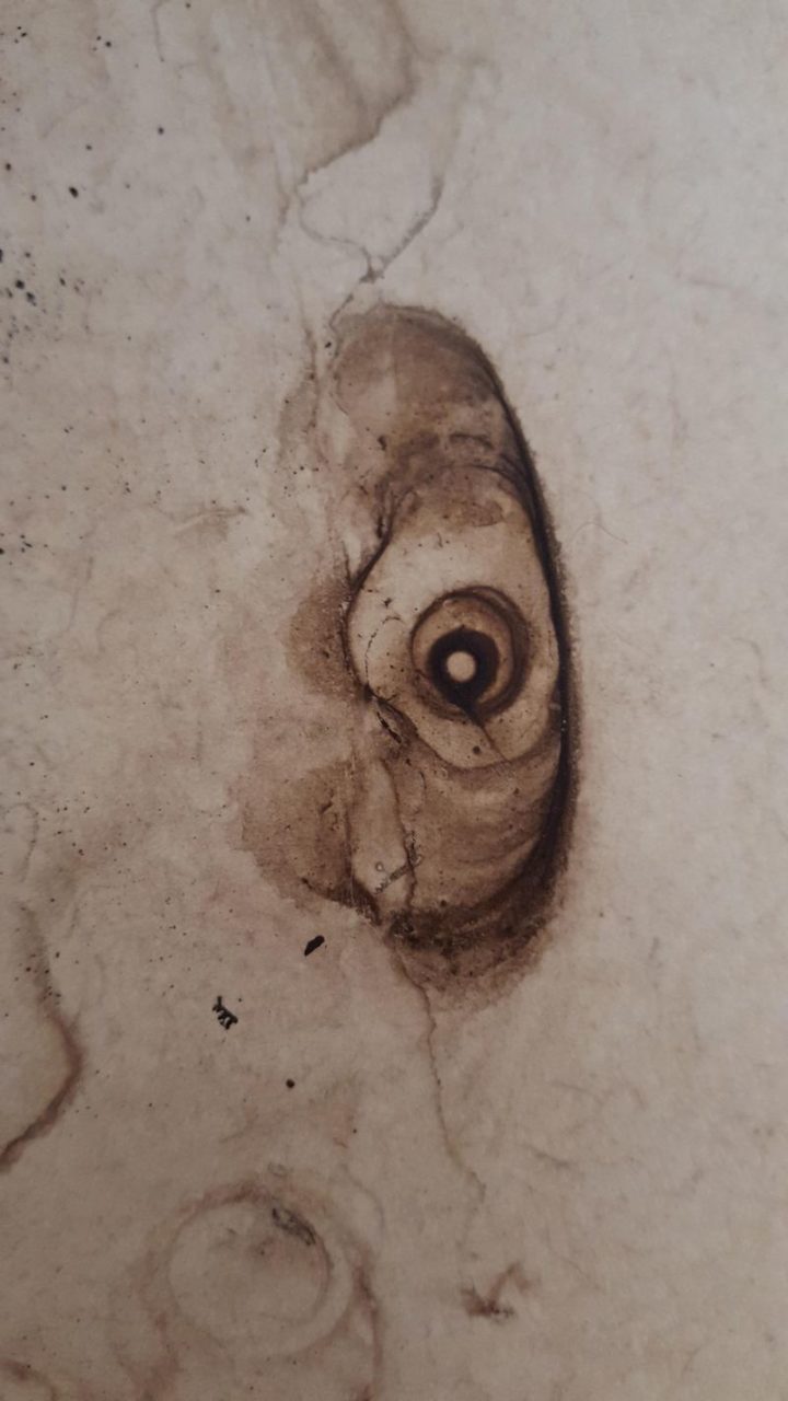 "Coffee stain looks like it's staring at you."