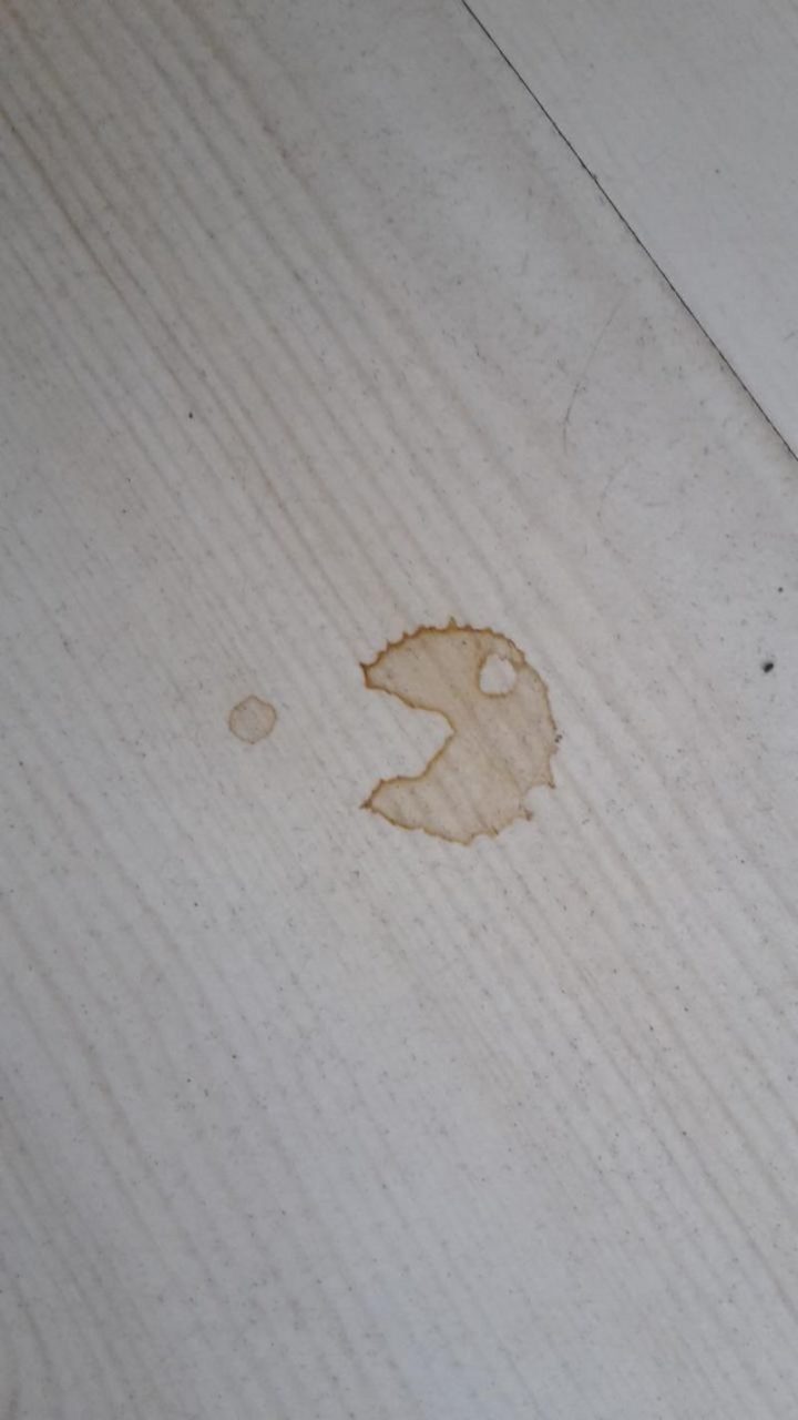 "Coffee stain on my floor look like Pac-Man eating a pellet."