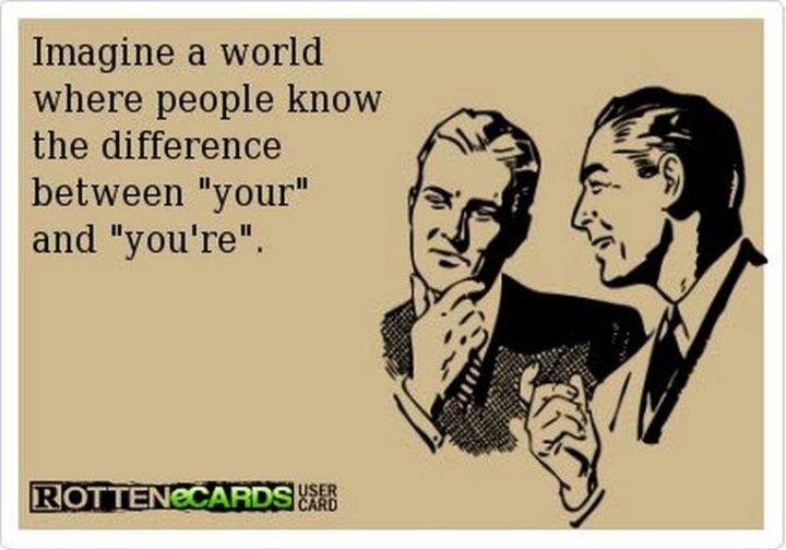 "Imagine a world where people know the difference between 'your' and 'you're'."