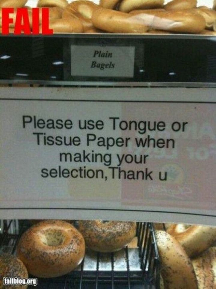"Please use tongue or tissue paper when making your selection, thank u."