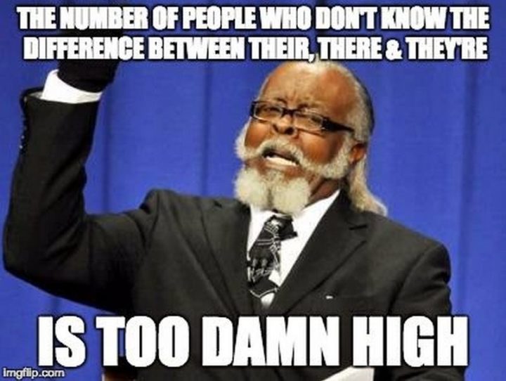 "The number of people who don't know the difference between their, there, and they're is too damn high."