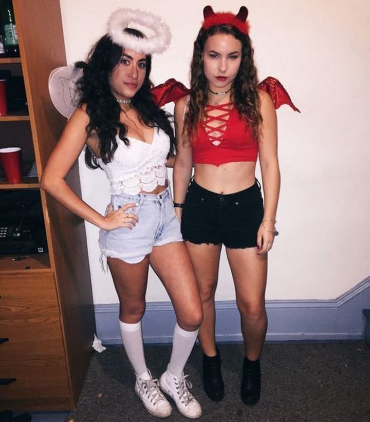 She-Devil and Angel DIY Halloween Costumes - Version 4.