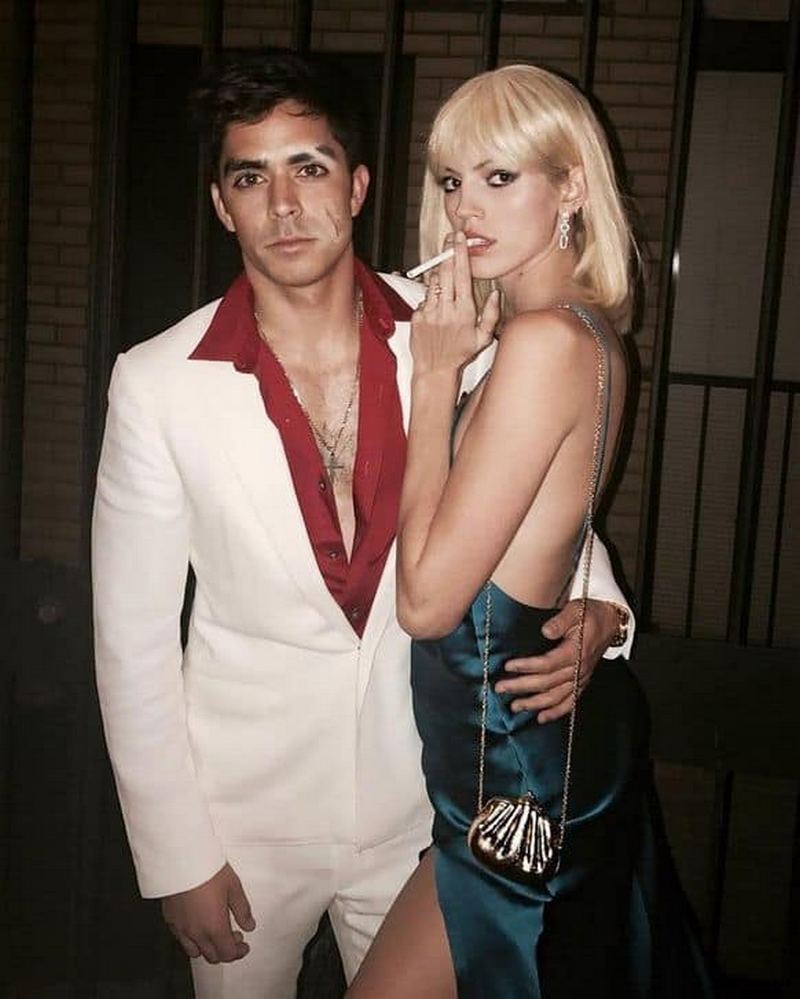 Scarface and Elvira Couples Costume.
