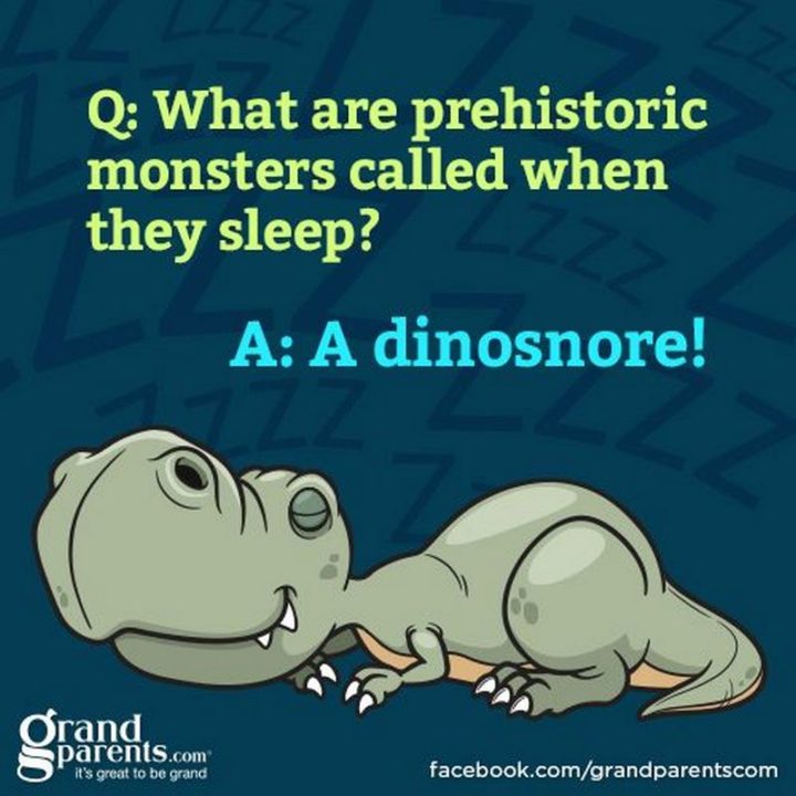 87 Funny Jokes for Kids - What are prehistoric monsters called when they sleep? A dinosnore!