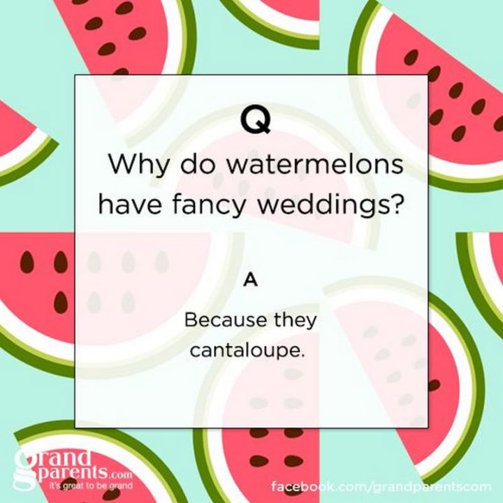 Why do watermelons have fancy wedding? Because they cantaloupe.