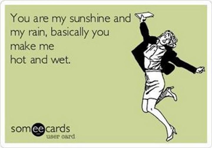 "You are my sunshine and my rain, basically you me hot and wet."