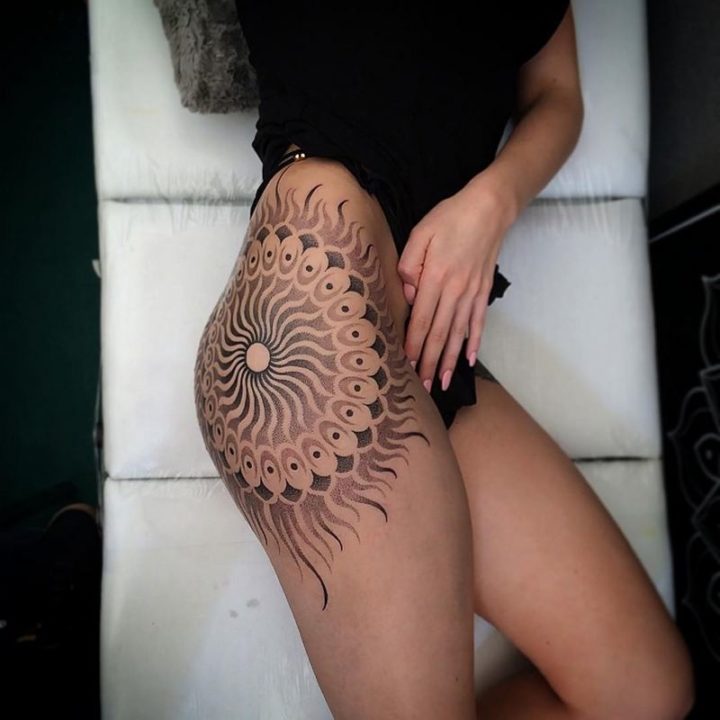 Sexy mandala hip tattoo.