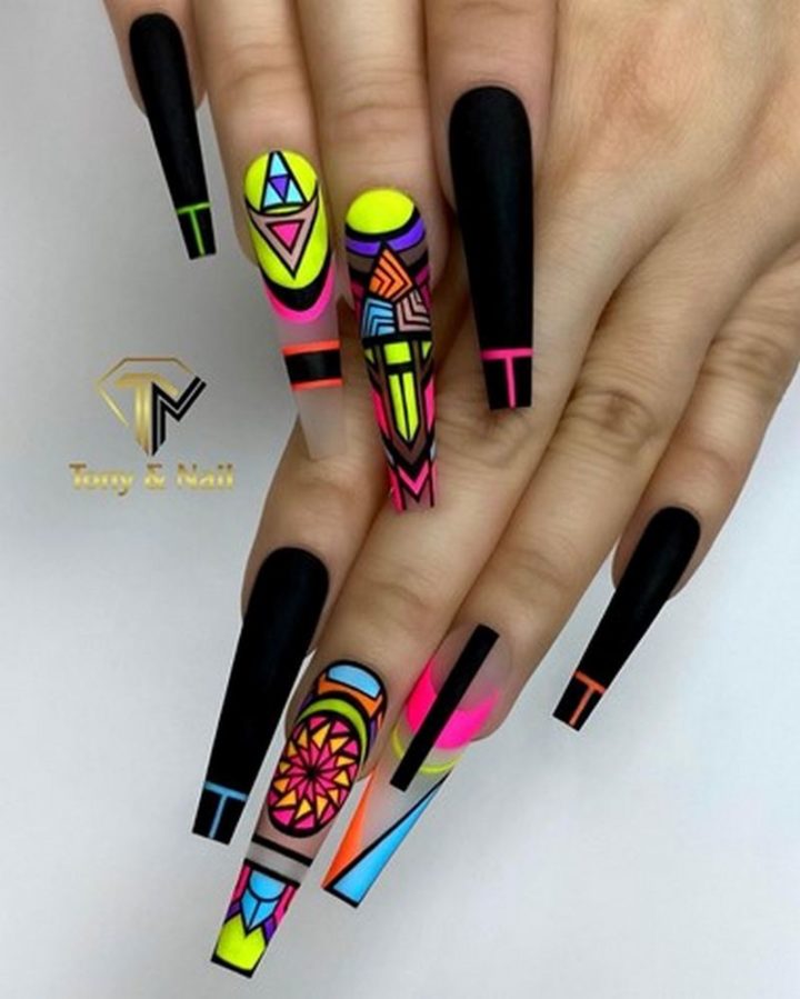 Long Multi-Color Nail Designs.