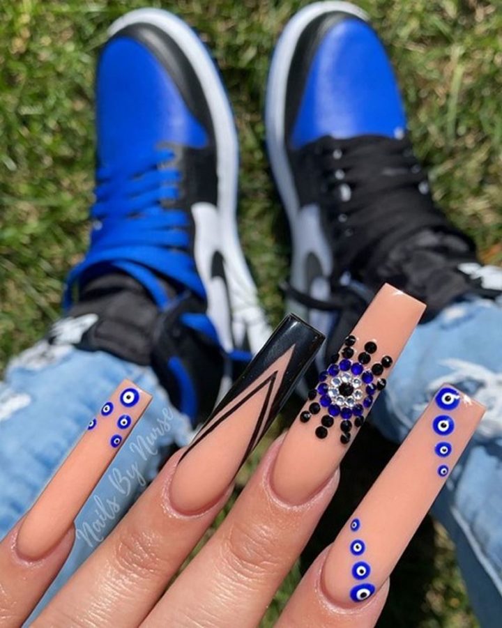 Evil Eye Varying Style Nails.