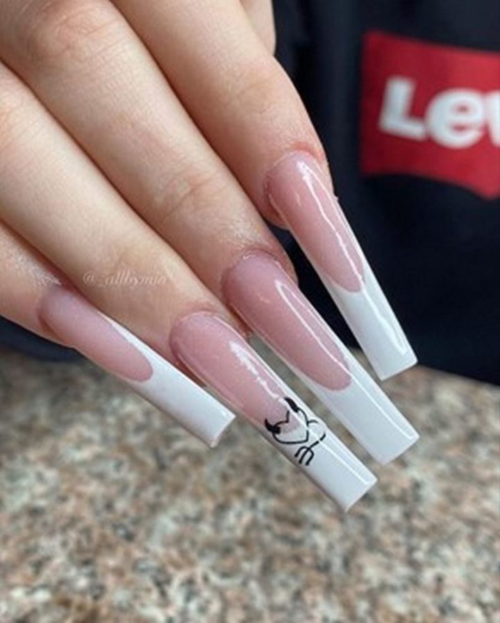 White Round Edge Nails.