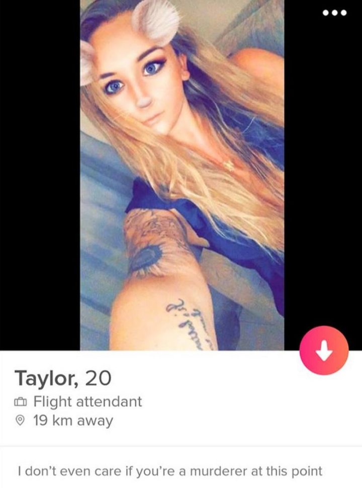 39 Funny Tinder Bios - "I don't even care if you're a murderer at this point."