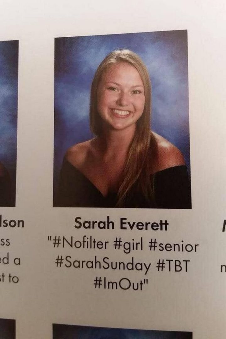 "#Nofilter #girl #senior #SarahSunday #TBT #ImOut"
