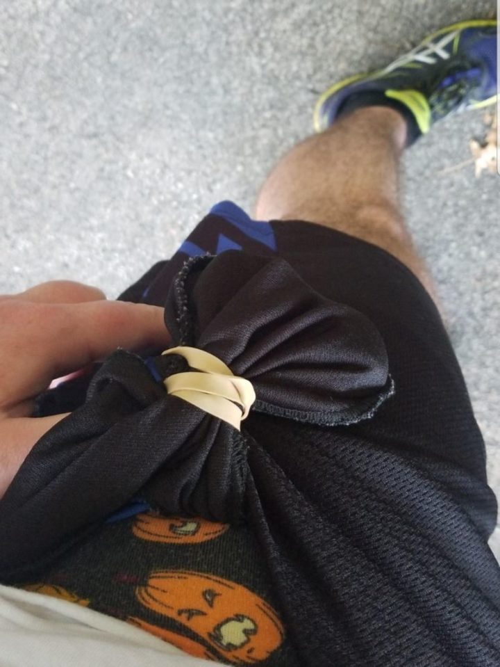 "Put a rubber band around the inside of the pockets of your shorts and never have to worry about your phone or keys on a run."