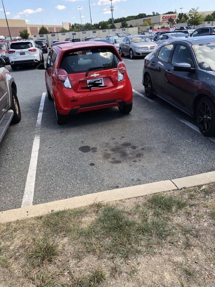 "Driver parks compact at the front of the parking space to avoid making people think it’s an empty space."