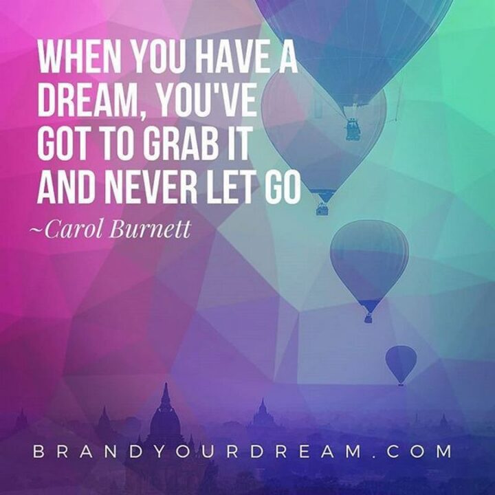 "When you have a dream, you've got to grab it and never let go." - Carol Burnett