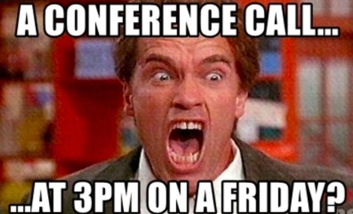 31 Funny Working From Home Memes - "A conference call...At 3pm on a Friday?"