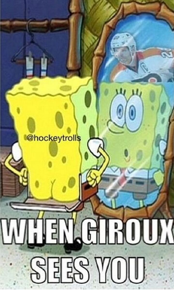 75 Funny Hockey Memes - "When Claude Giroux sees you."