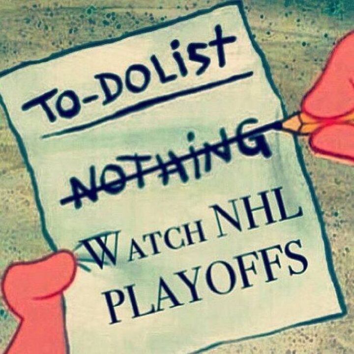 "To-Do List: Nothing. Watch NHL Playoffs."  ﻿