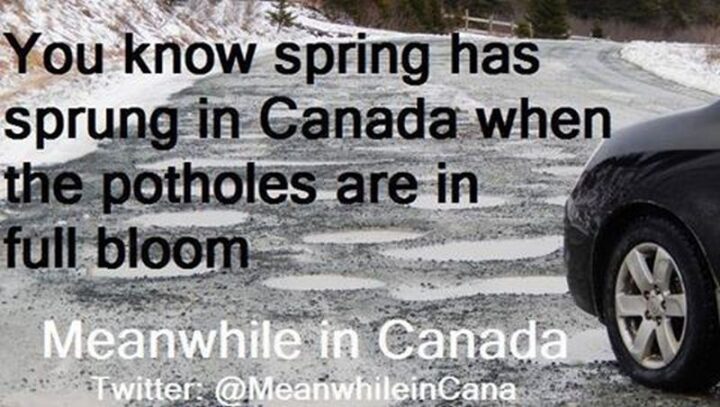 "You know spring has sprung in Canada when the potholes are in full bloom."