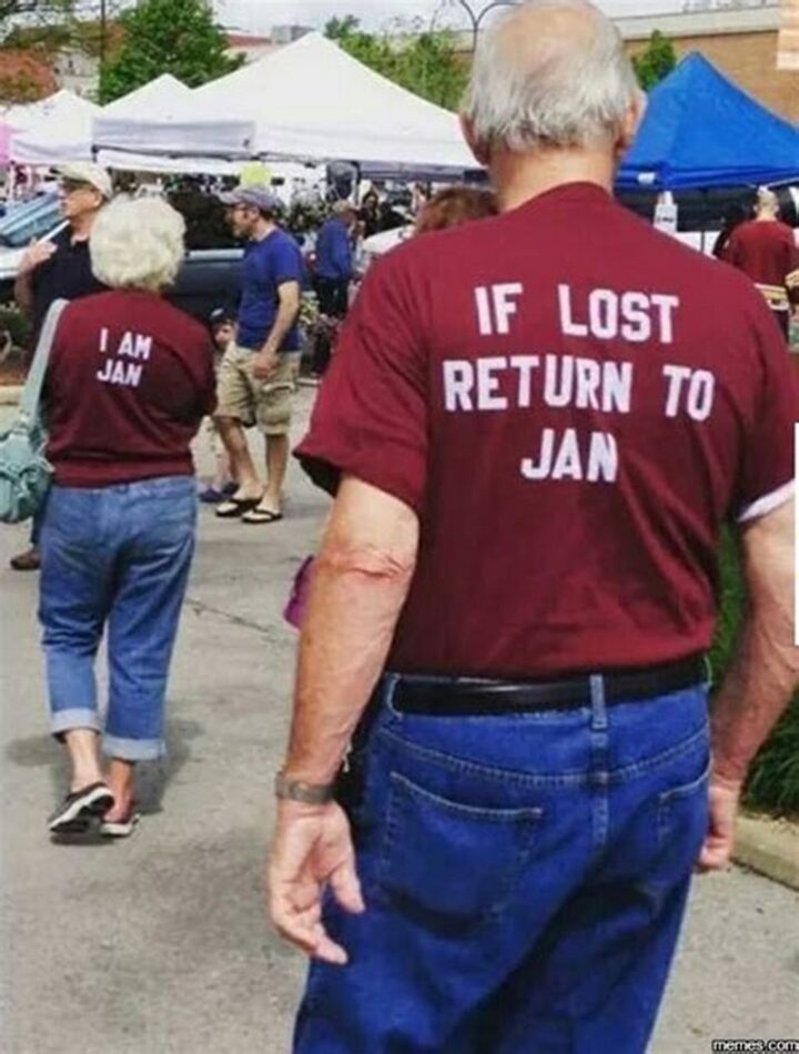 "If lost return to Jan. I am Jan."