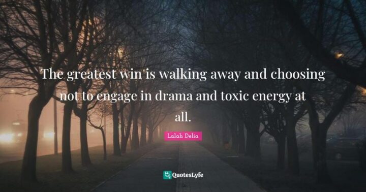 "The greatest win is walking away and choosing not to engage in drama and toxic energy at all." - Lalah Delia